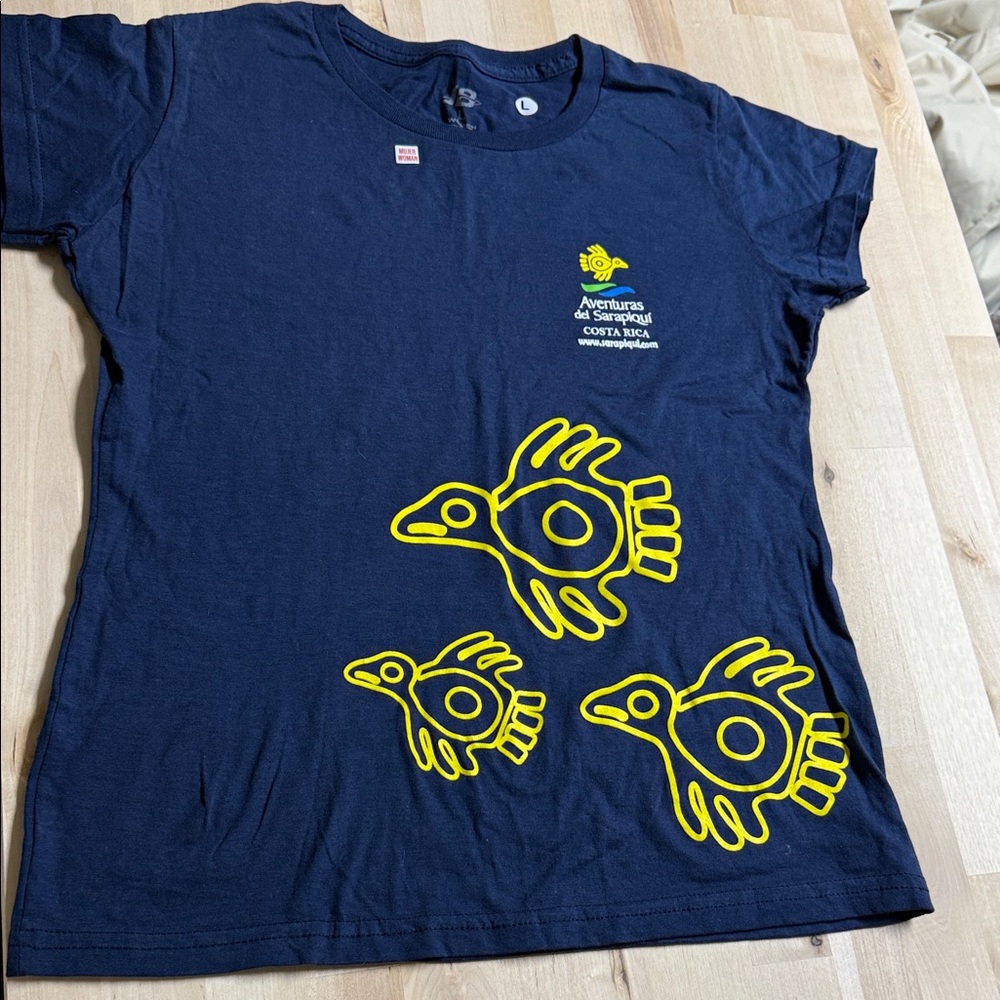 Navy Blue T-Shirt with Yellow Bird Design